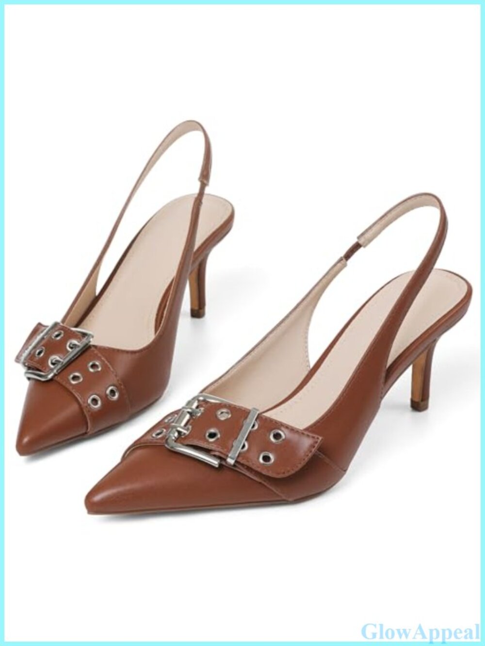 Eteridrey Bow Slingback Pumps Pointed Toe Kitten Heels